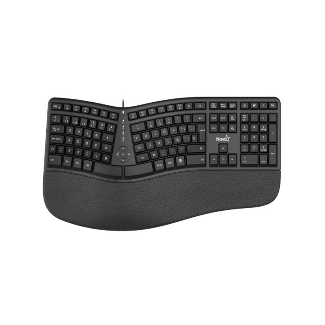 TECLADO NOVA ERGONOMICO KMYV82U0001C MEMBRANA ALÁMBRICO USB ESPAÑOL NEGRO