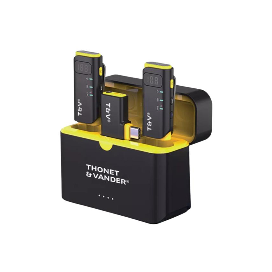 MICRÓFONO THONET & VANDER VX390 INALÁMBRICO USB-C LAVALIER CON CUNA DE CARGA DOBLE HK096-03683 NEGRO