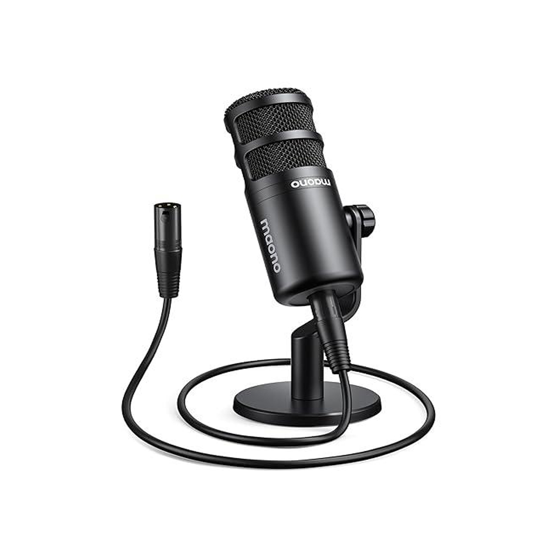 MICROFONO MAONO PD100 ALÁMBRICO USB CON SOPORTE DE SOBREMESA NEGRO