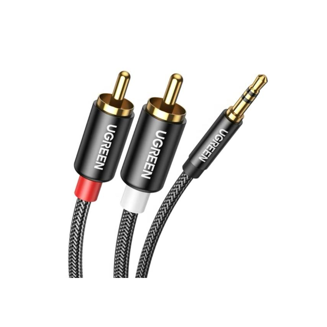 CABLE UGREEN AV116 3.5MM MACHO A 2RCA MACHO 3M 10590 NEGRO