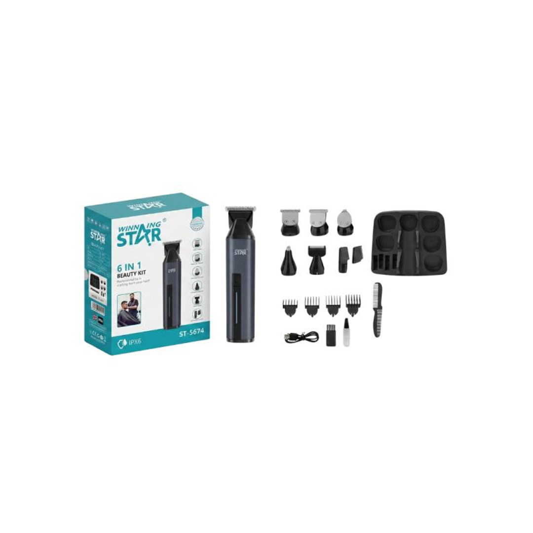 CORTADORA DE CABELLO WINNING STAR ST-5674 6 EN 1 6W LFJ-975-WST-17658 NEGRO