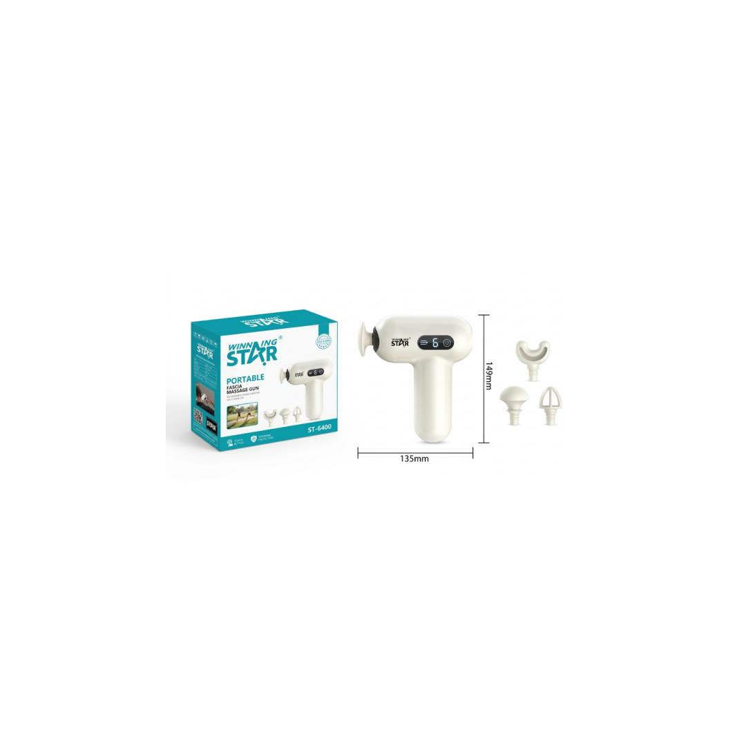 PISTOLA PORTÁTIL DE MASAJE CORPORAL WINNING STAR ST-6400 6 NIVELES JMQ-1233-WST-38084 BLANCO