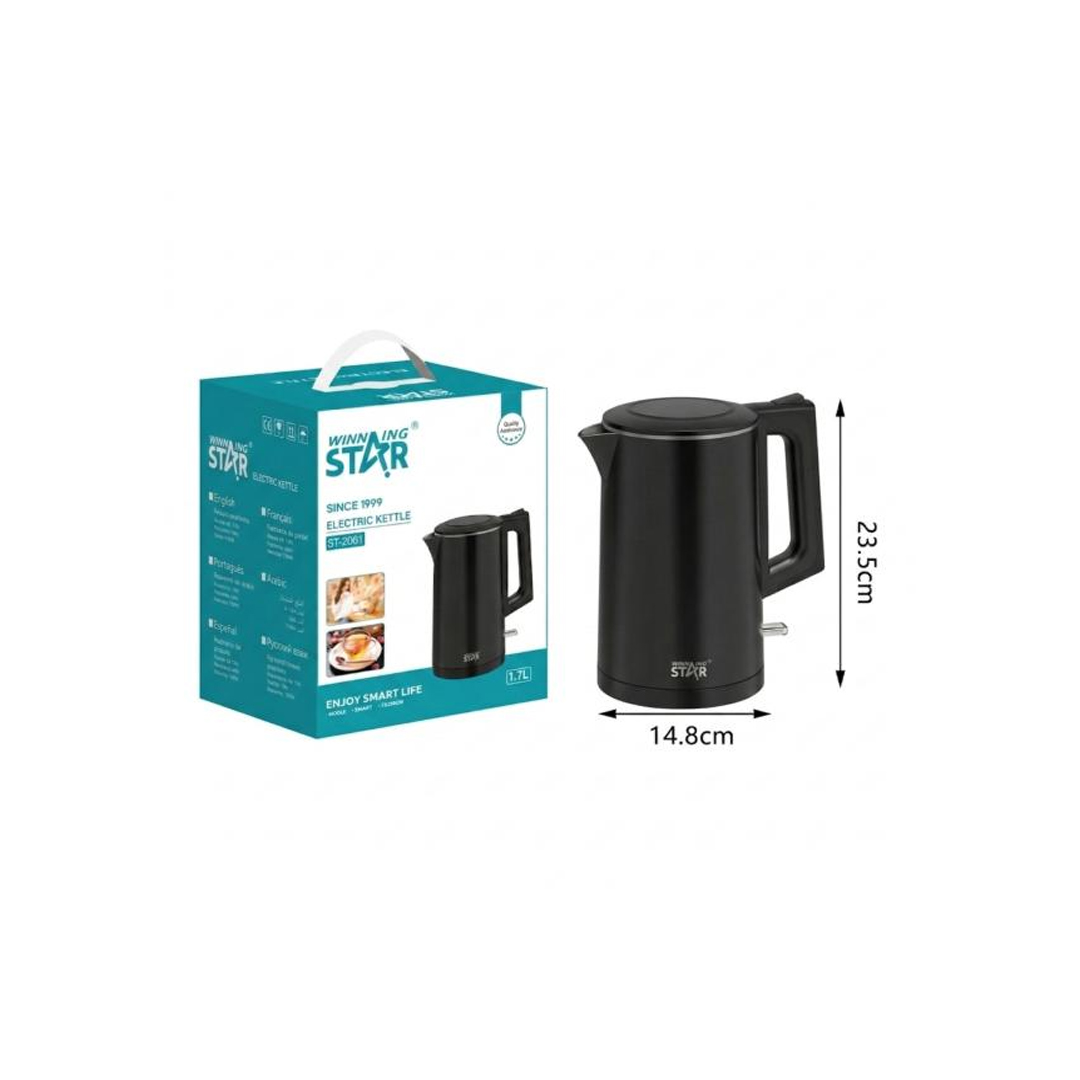 HERVIDOR ELÉCTRICO WINNING STAR ST-2061 1000W 1.7L RSH-713-WST-110V-16691 NEGRO